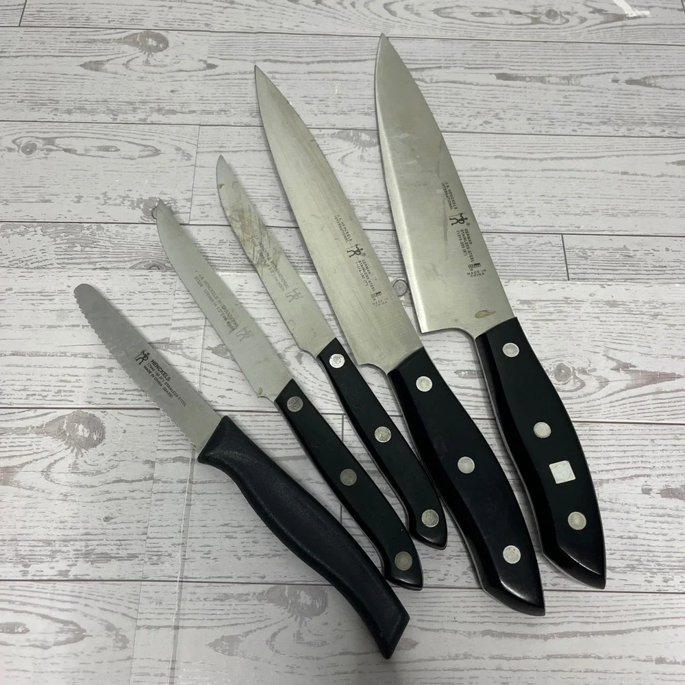 JA Henckels International German Stainless Steel Kitchen Knife Set 5 Piece Black